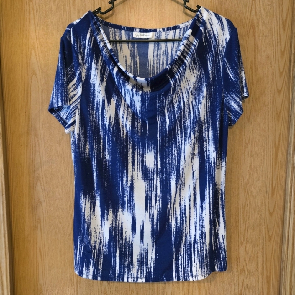 Cato Navy and White Patterned Blouse